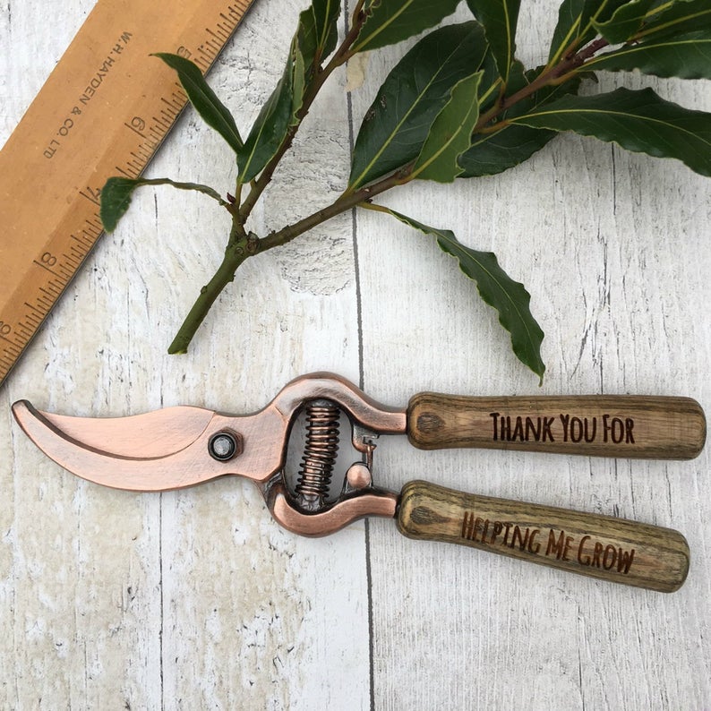 Copper Plated secateurs with wooden Handles